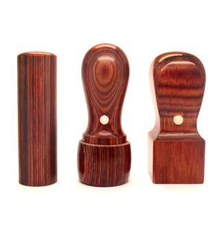 プレミアムウッド赤 3本セット　実印（天丸）18.0mm／銀行印（寸胴）16.5mm／角印21.0mm