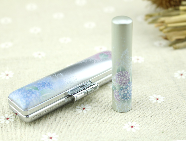 和偲・わさい印鑑セット　12mm　シルバー（紫陽花）【印鑑ケース付き】