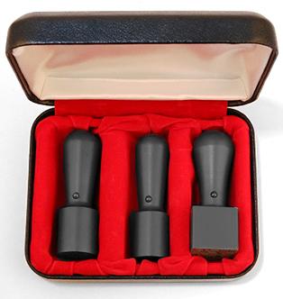 ブラックチタン  3本セット　会社実印（天丸）18.0mm／会社銀行印（天丸）18.0mm／会社角印24.0mm