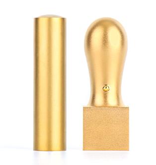 ゴールドチタン 2本セット　会社実印（寸胴）16.5mm／会社角印（天角）21.0mm