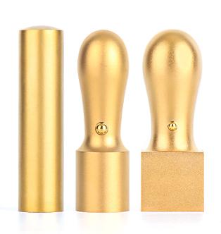 ゴールドチタン 3本セット会社実印（天丸）18.0mm／会社銀行印（寸胴）16.5mm／会社角印21.0mm