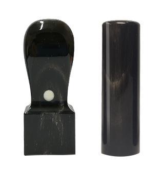 天然黒水牛（染め無し）2本セット銀行印（寸胴）16.5mm/角印21.0mm