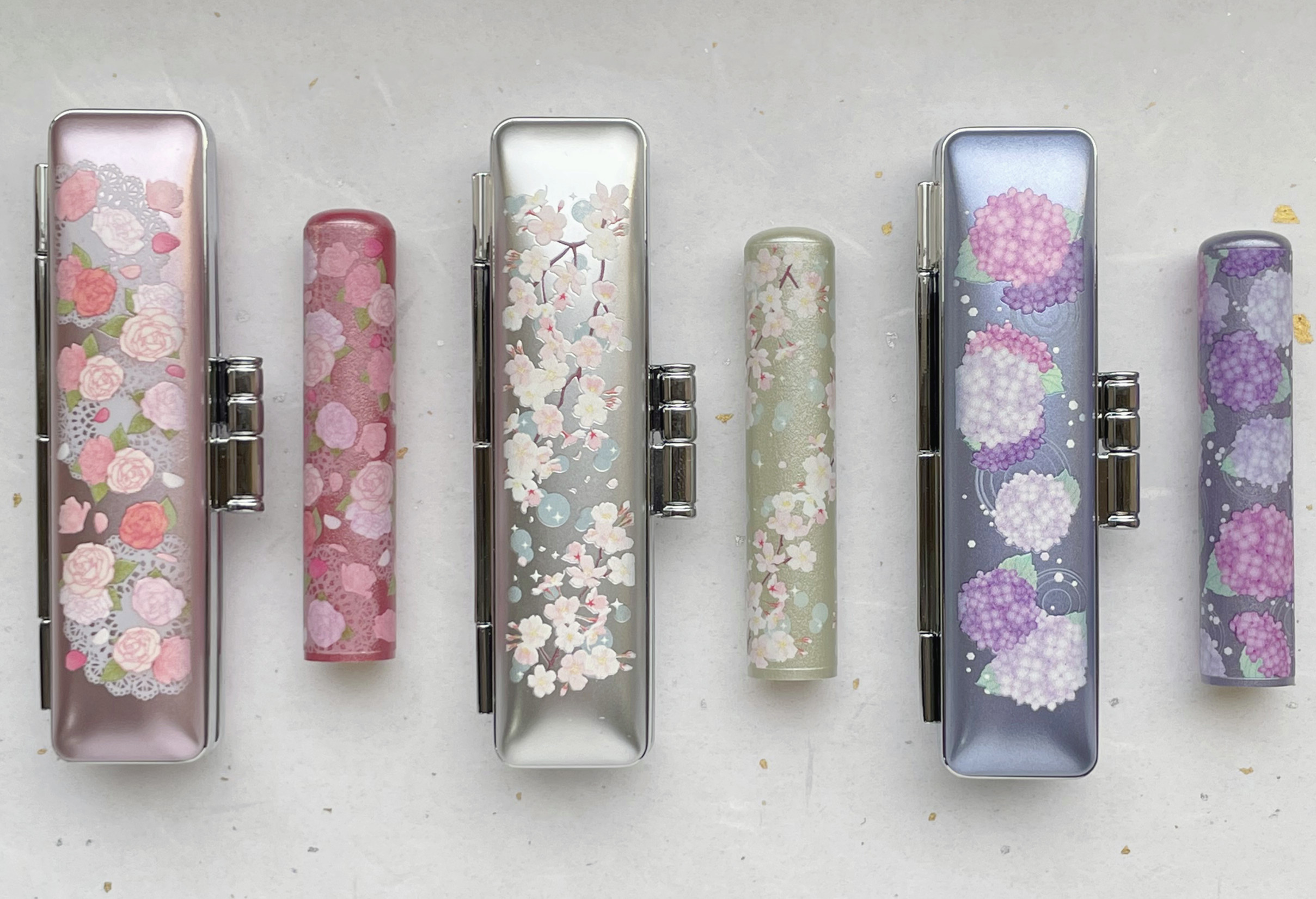 フルール印鑑セット（紫陽花ブルー）NEW　12mm銀行印