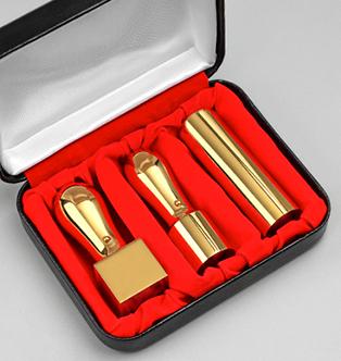 鏡面ゴールドチタン 3本セット　会社実印（天丸）18.0mm／会社銀行印（寸胴）16.5mm／会社角印21.0mm